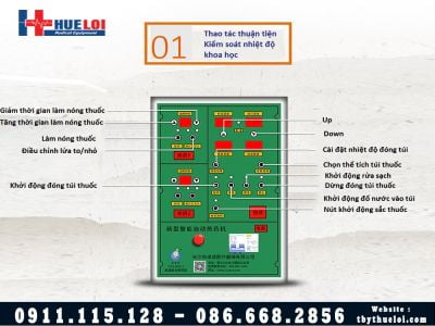 Máy sắc dược liệu kết hợp đóng túi tự động loại 2 nồi 40L