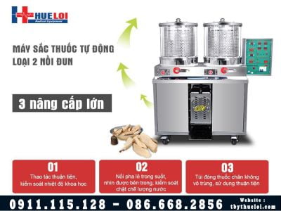 Máy sắc dược liệu kết hợp đóng túi tự động loại 2 nồi 40L