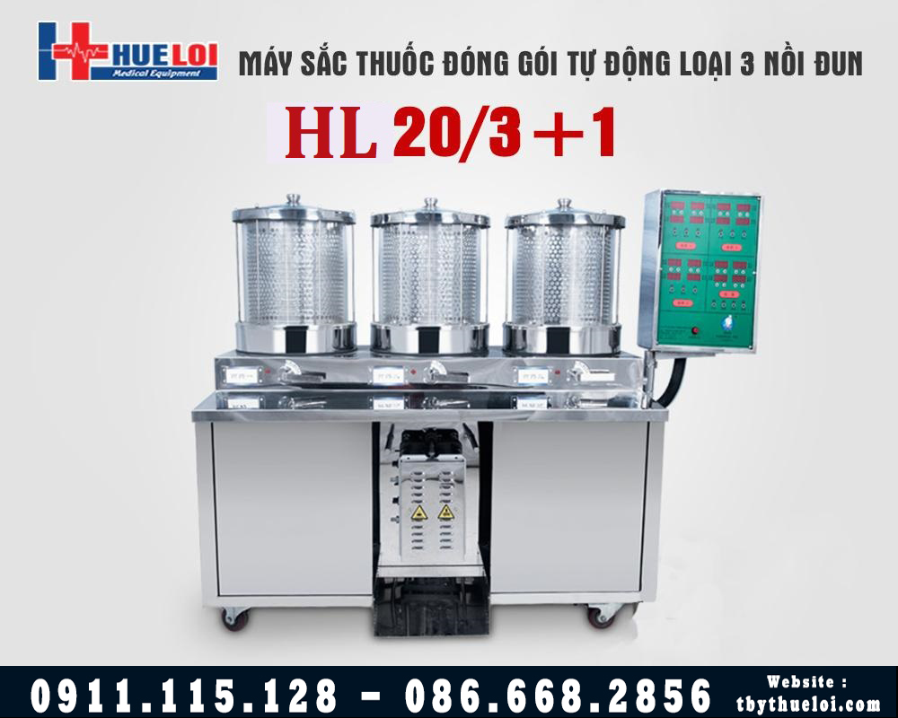 máy sắc thuốc đóng gói tự động loại 3 nồi đun